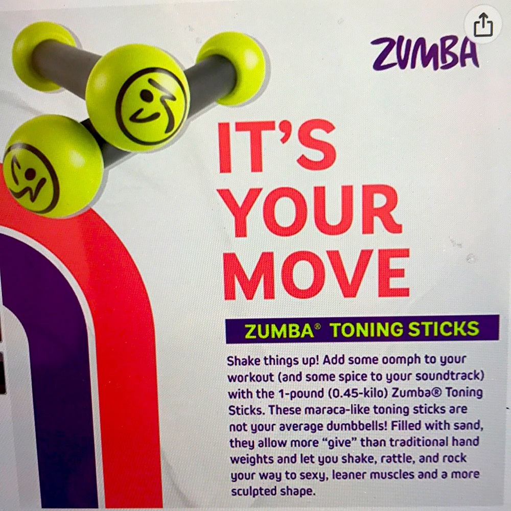 Oct breast health month recover gently! Zumba 1 lb toning sticks One pair EUC